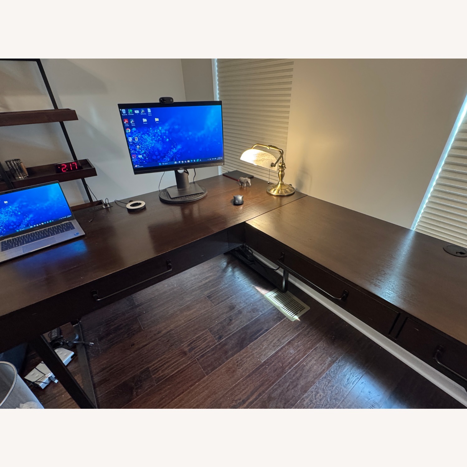 Dark Wood L Shaped Desk - image-2