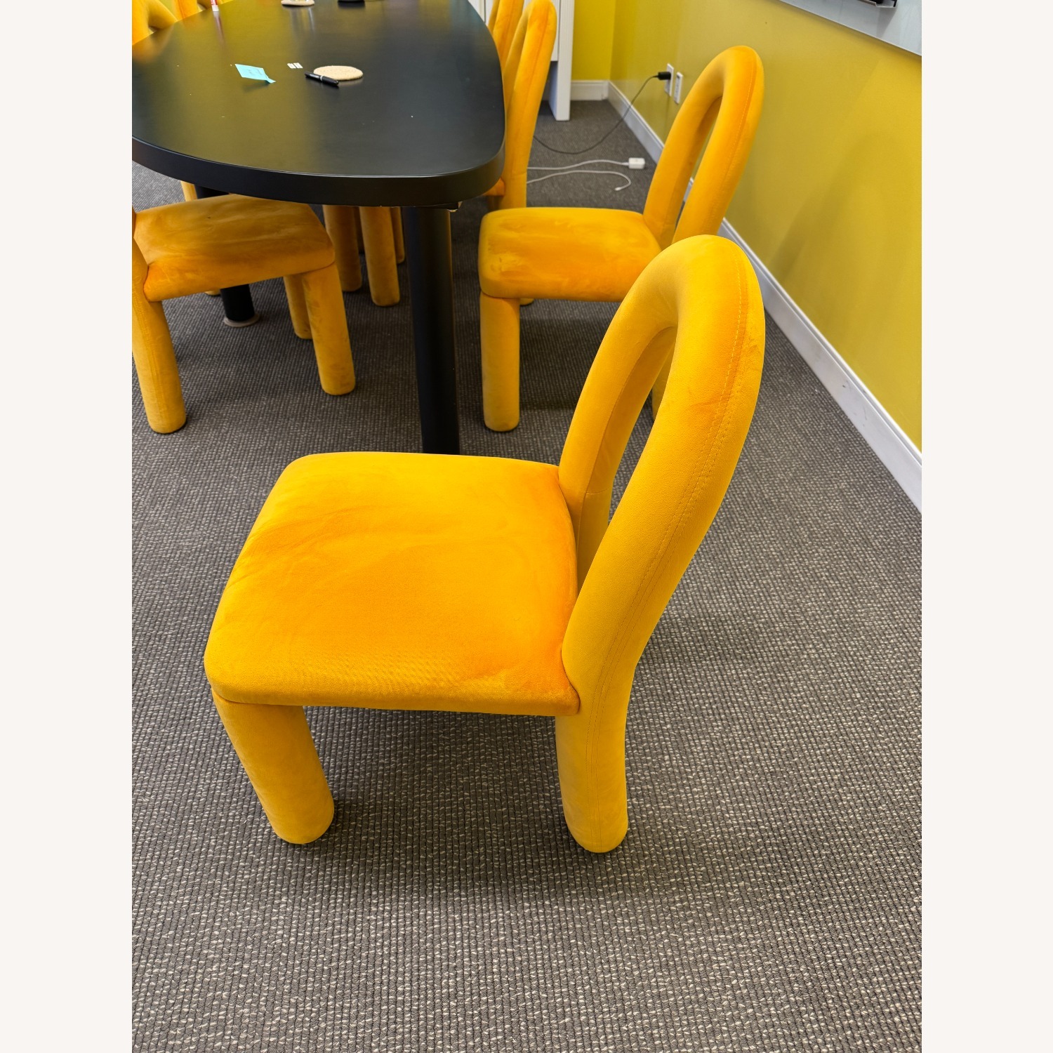 Yellow Fabric Dining Chairs - image-4