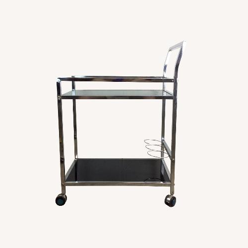 Used Postmodern Chrome & Glass Wheeled Bar Cart for sale on AptDeco