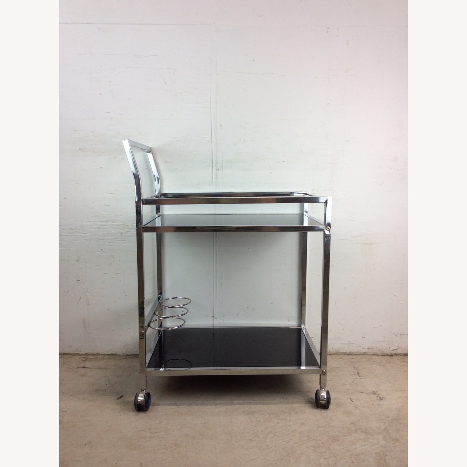 Postmodern Chrome & Glass Wheeled Bar Cart - image-20