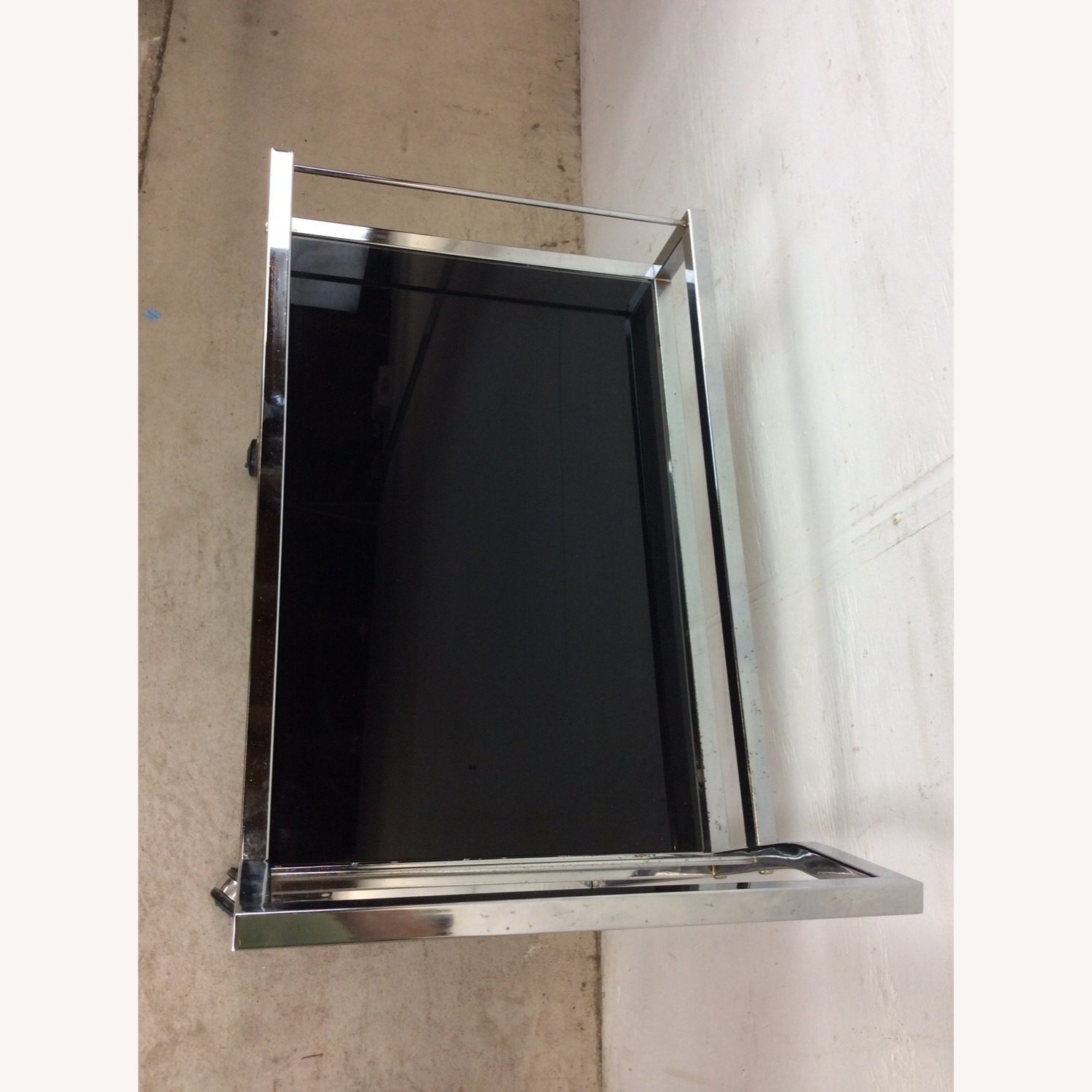 Postmodern Chrome & Glass Wheeled Bar Cart - image-4