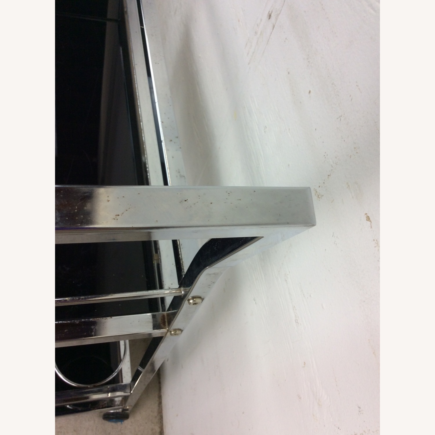 Postmodern Chrome & Glass Wheeled Bar Cart - image-6
