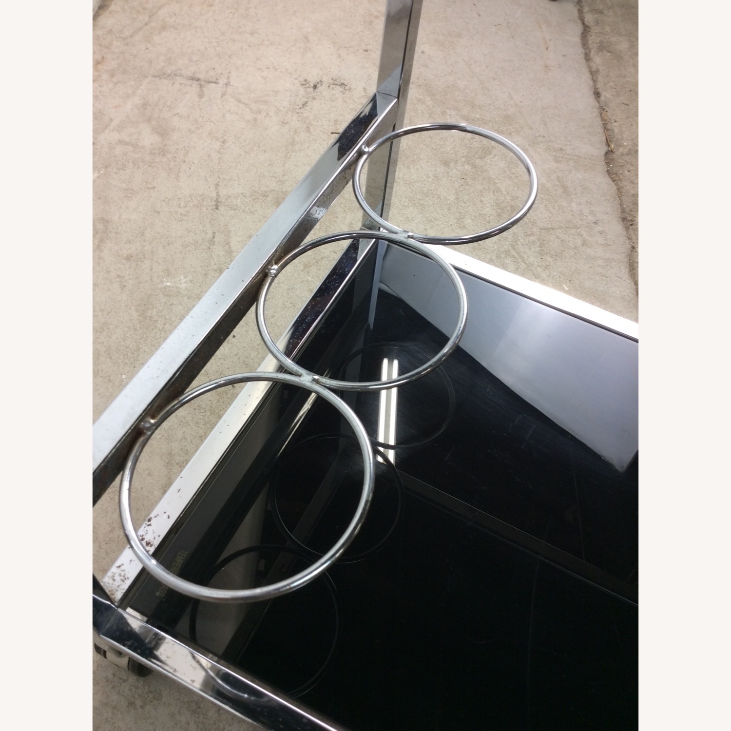 Postmodern Chrome & Glass Wheeled Bar Cart - image-13