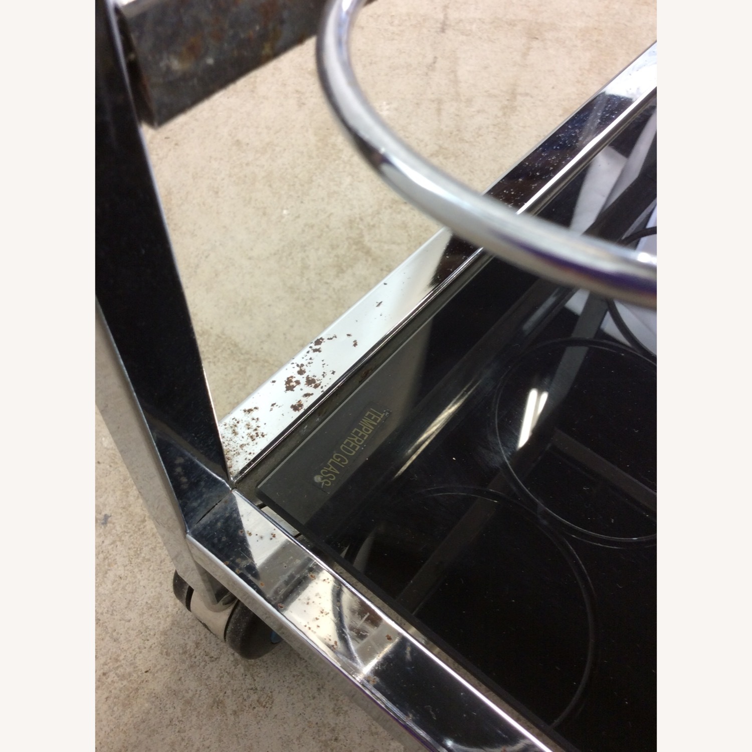 Postmodern Chrome & Glass Wheeled Bar Cart - image-12