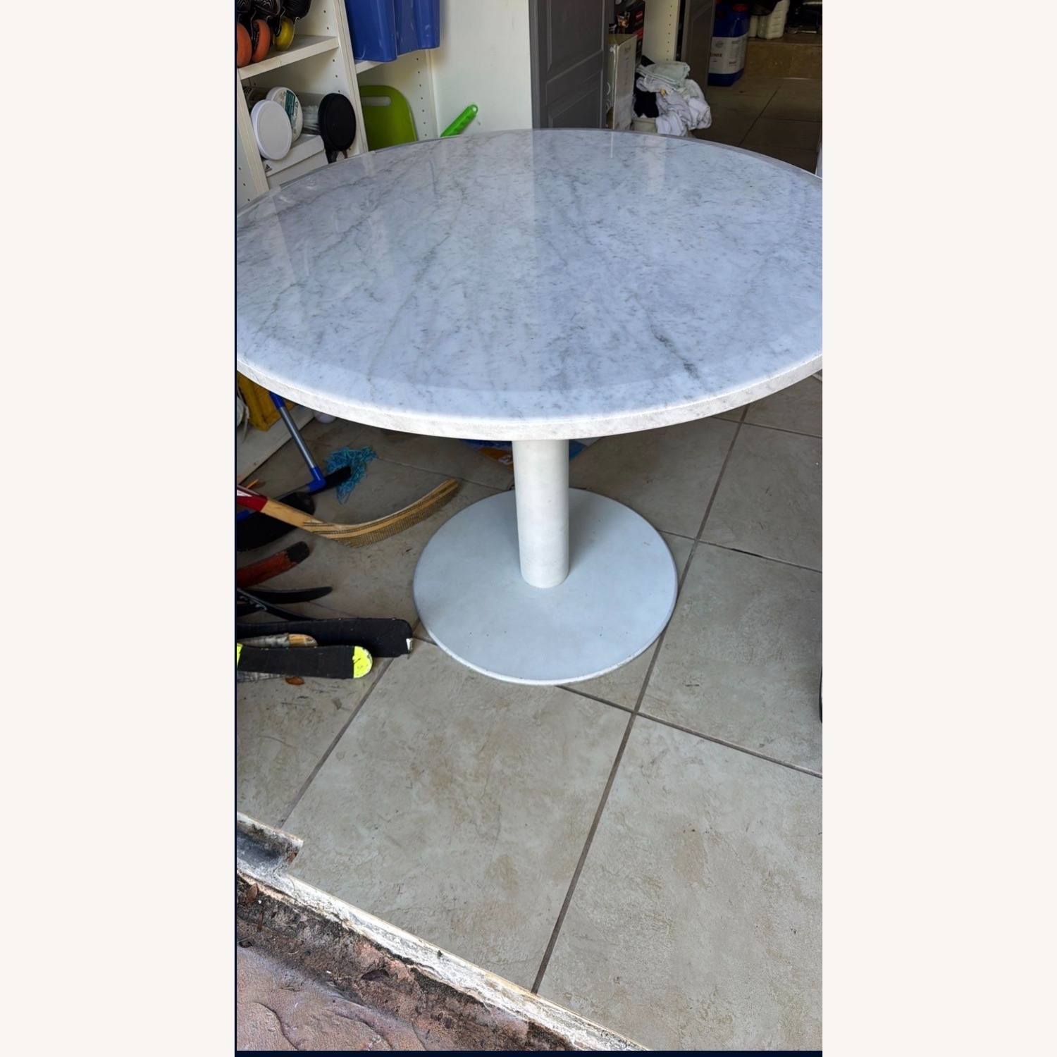 Vintage/Antique White Marble Dining Table - image-2