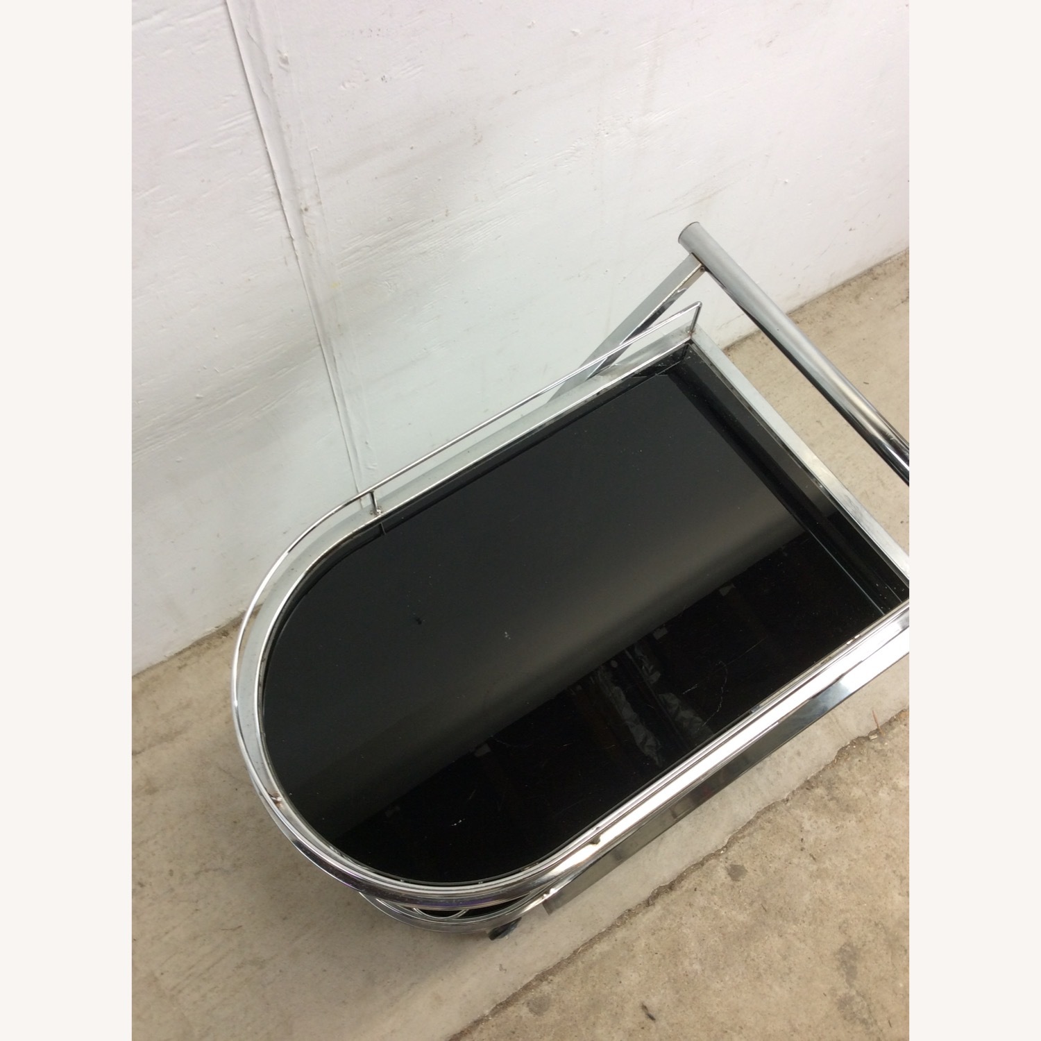Postmodern Black Glass & Chrome Bar Cart - image-4