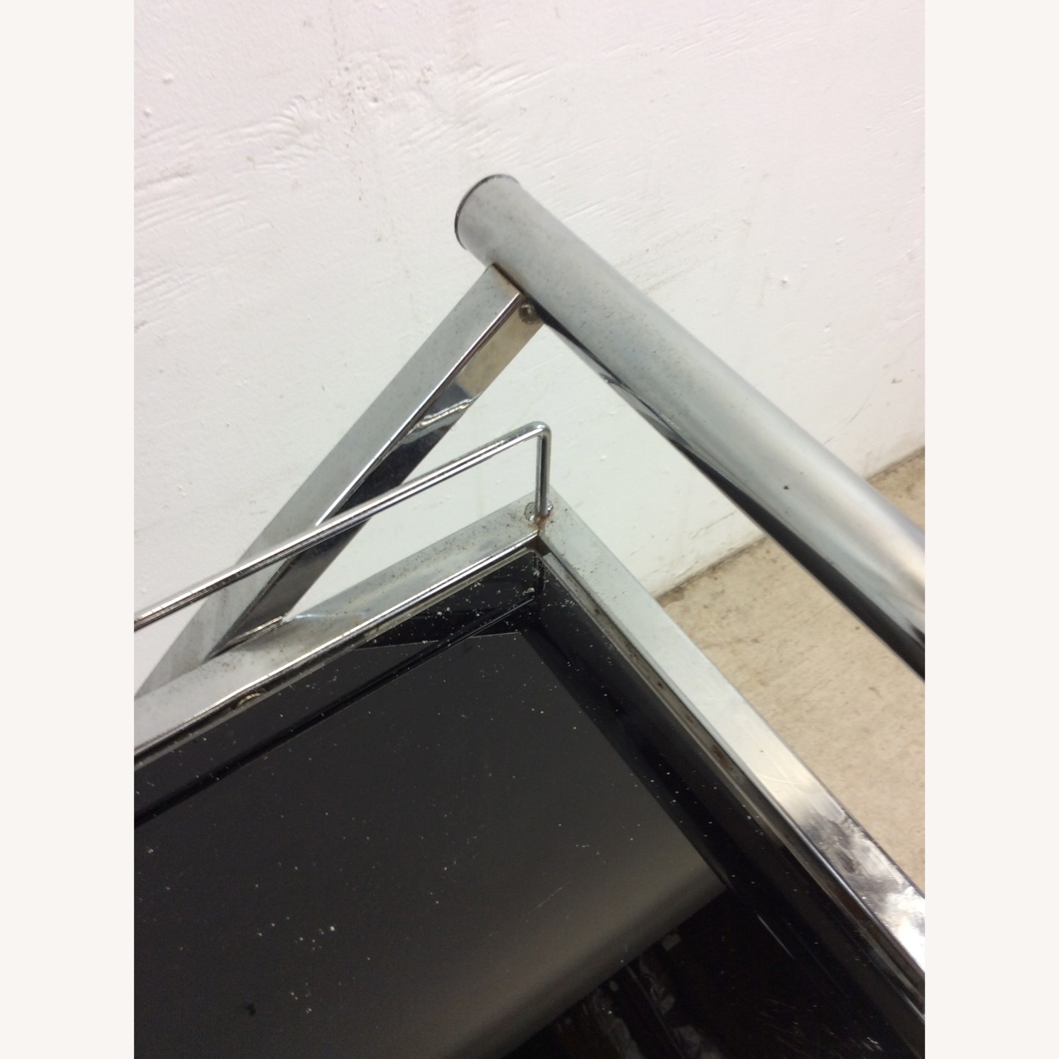 Postmodern Black Glass & Chrome Bar Cart - image-8