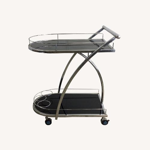 Used Postmodern Black Glass & Chrome Bar Cart for sale on AptDeco