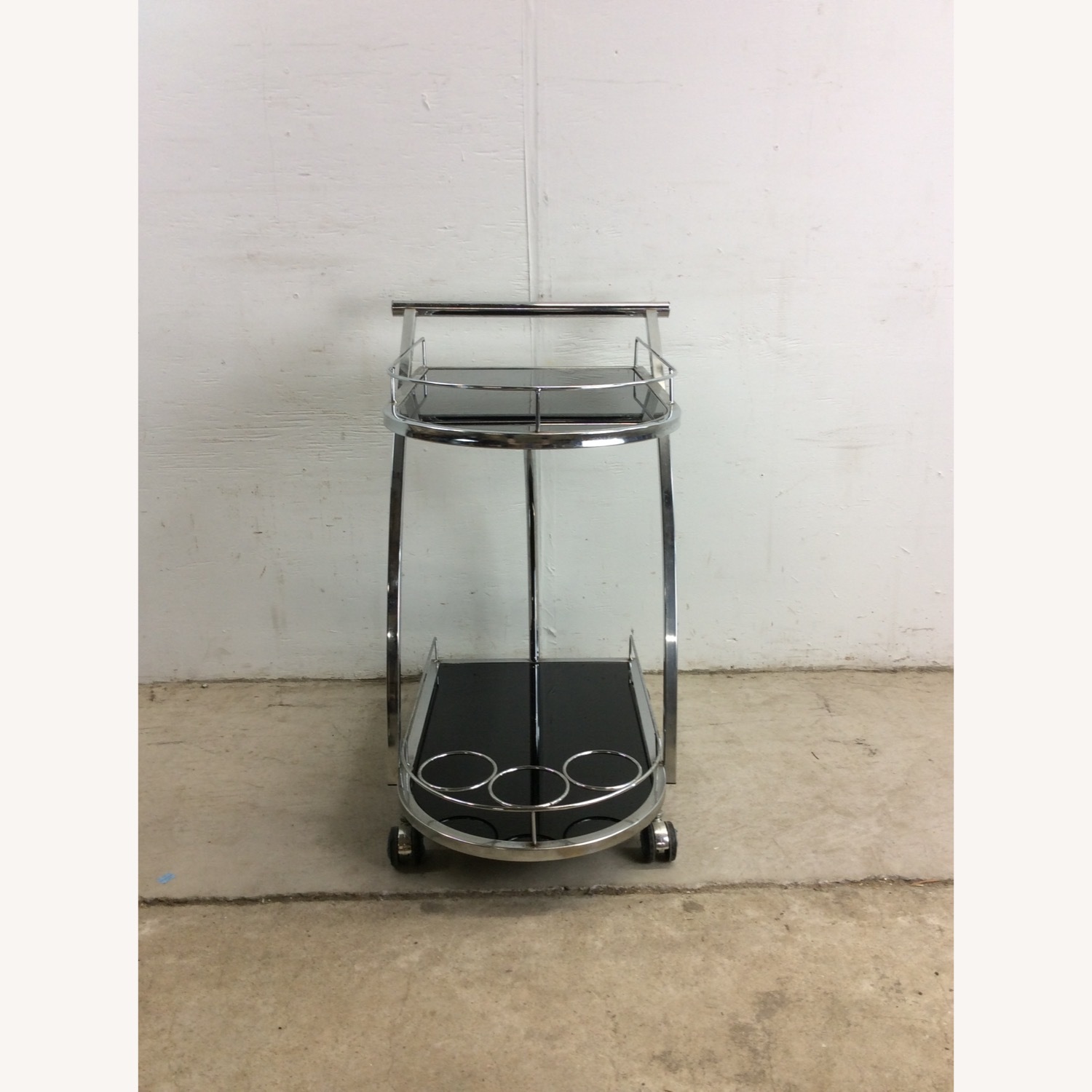 Postmodern Black Glass & Chrome Bar Cart - image-21