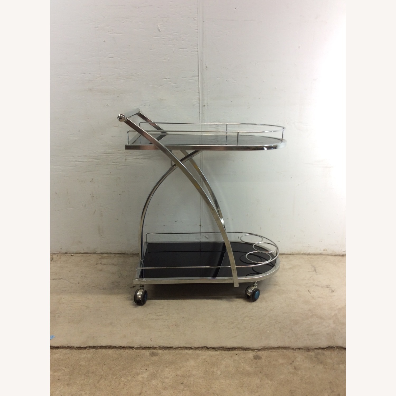 Postmodern Black Glass & Chrome Bar Cart - image-24