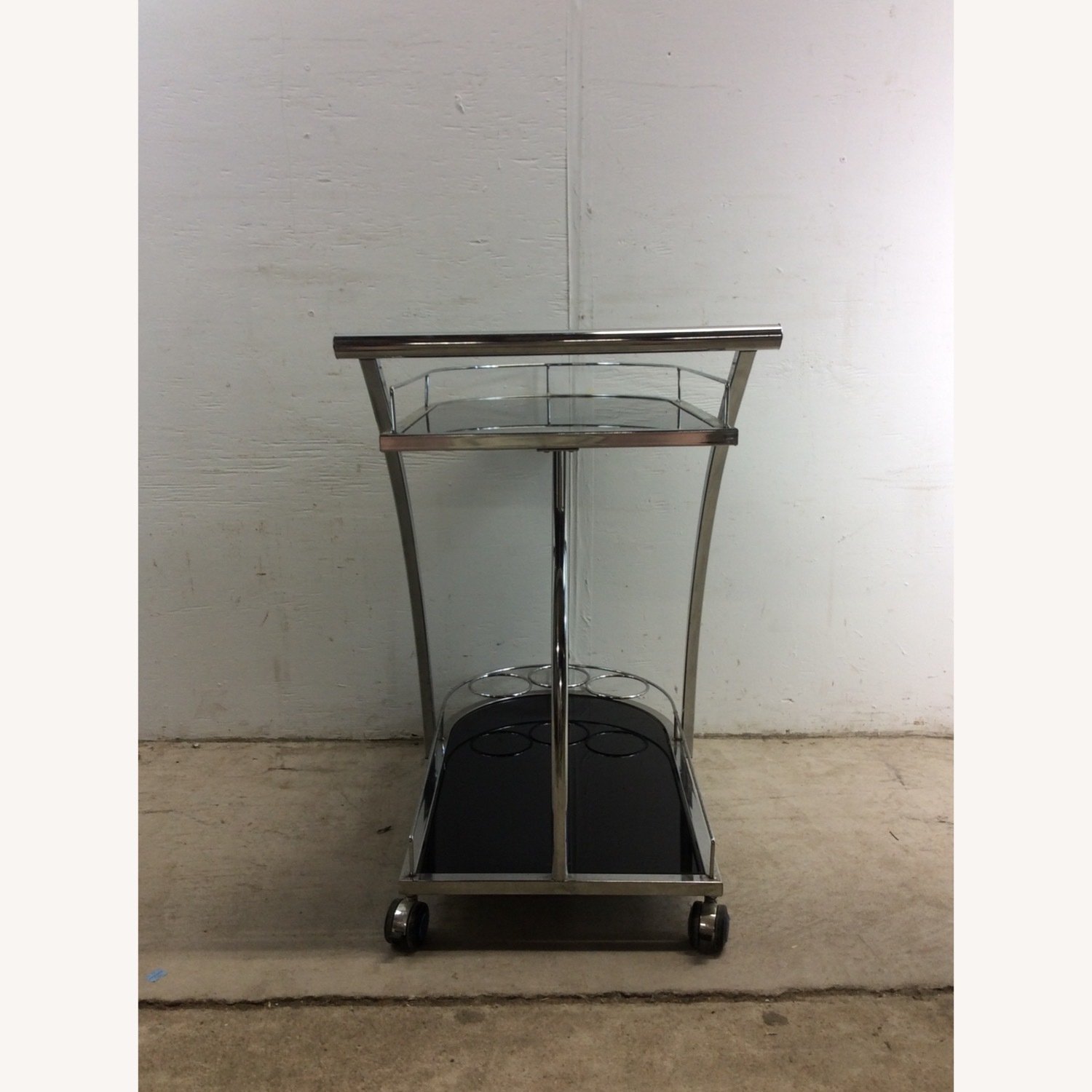 Postmodern Black Glass & Chrome Bar Cart - image-26