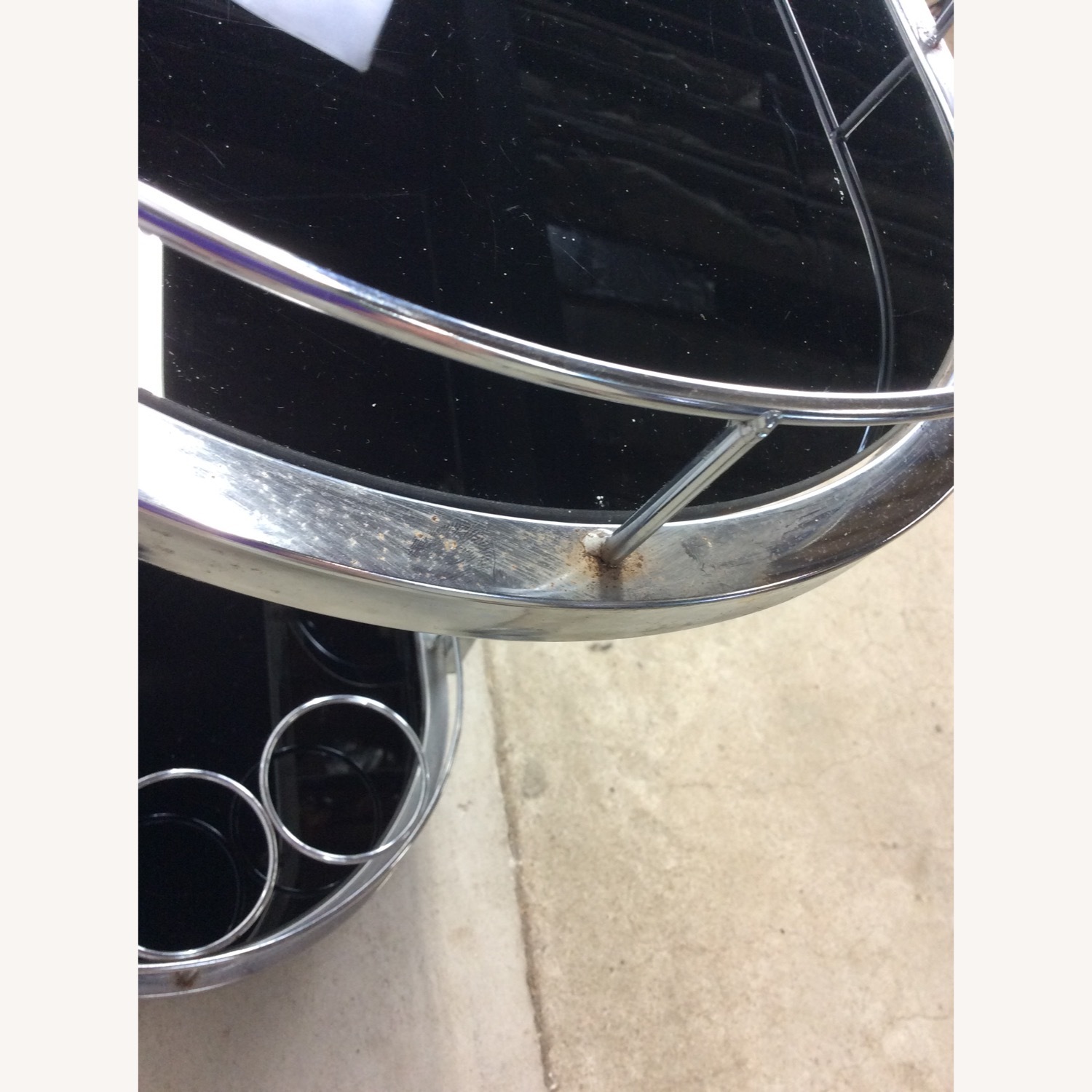 Postmodern Black Glass & Chrome Bar Cart - image-9