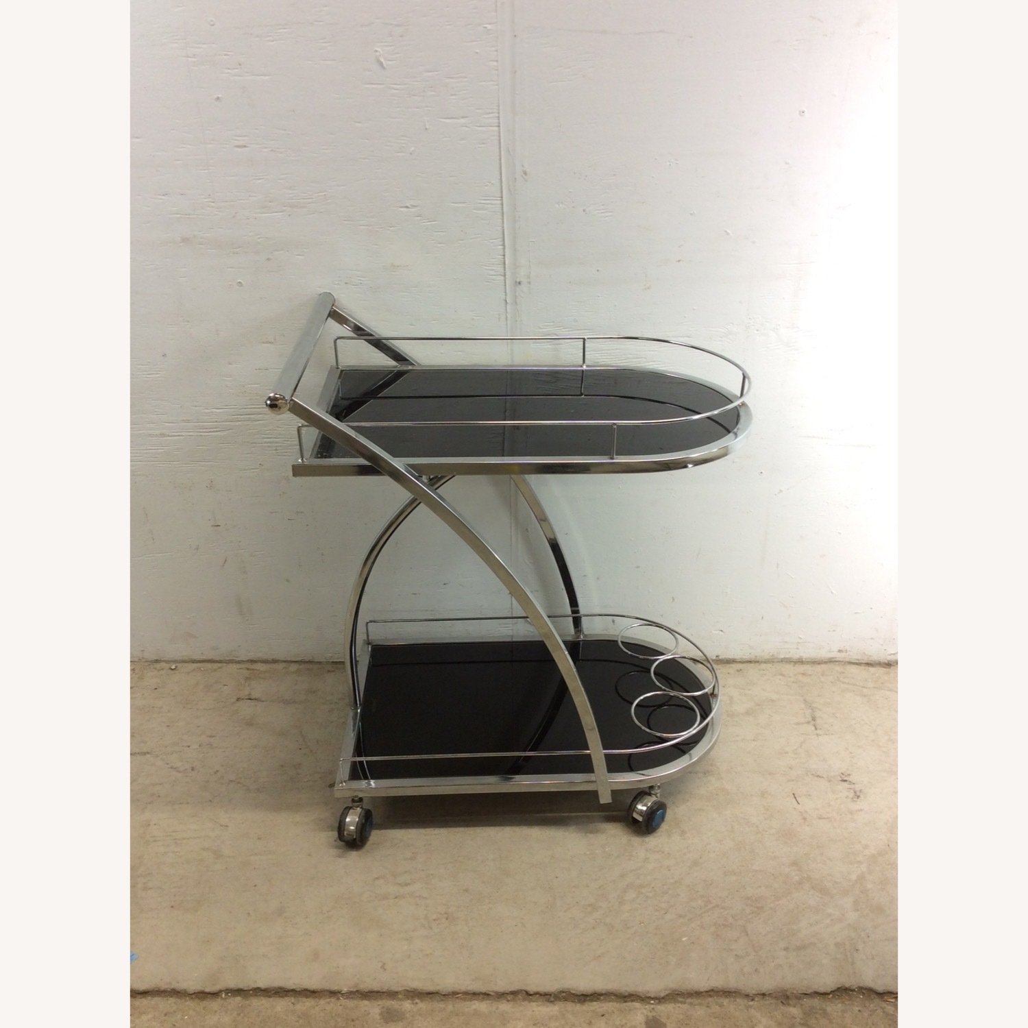 Postmodern Black Glass & Chrome Bar Cart - image-25