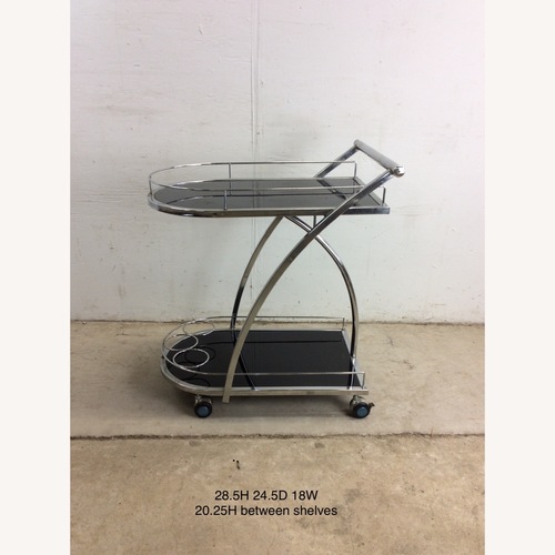 Used Postmodern Black Glass & Chrome Bar Cart for sale on AptDeco
