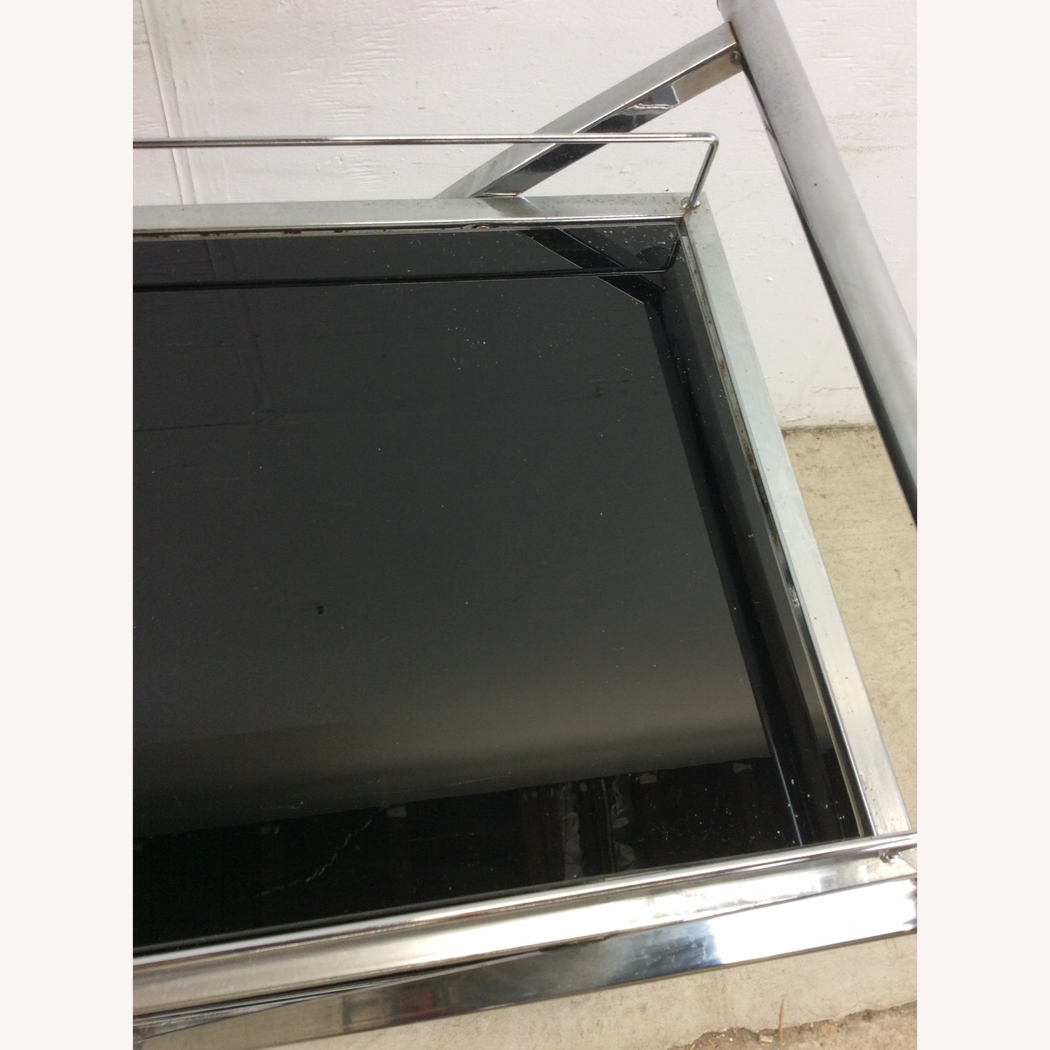 Postmodern Black Glass & Chrome Bar Cart - image-7