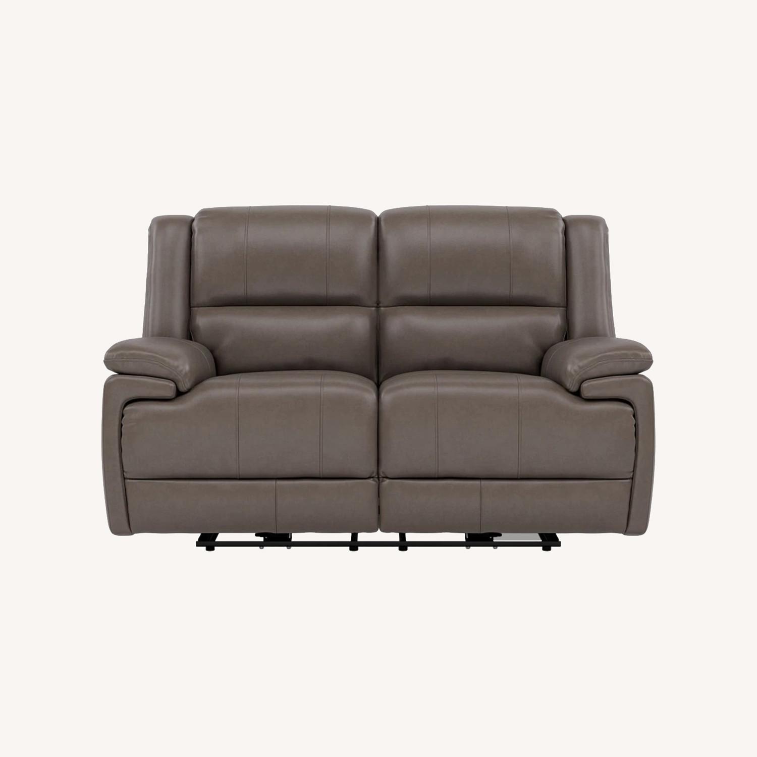 Anderson Teak Dark Brown Leather Loveseat - image-0