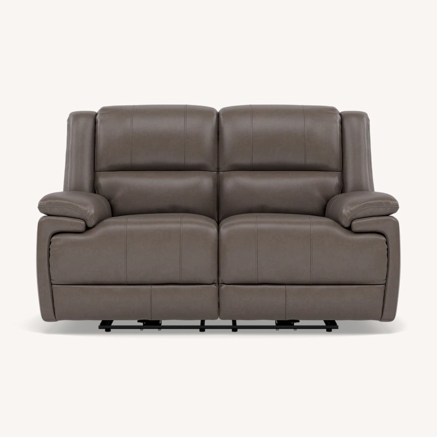 Anderson Teak Dark Brown Leather Loveseat - image-1