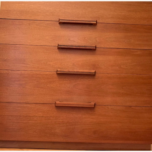 Used Ramseur MCM 5 Drawer Dresser w Glass Top for sale on AptDeco