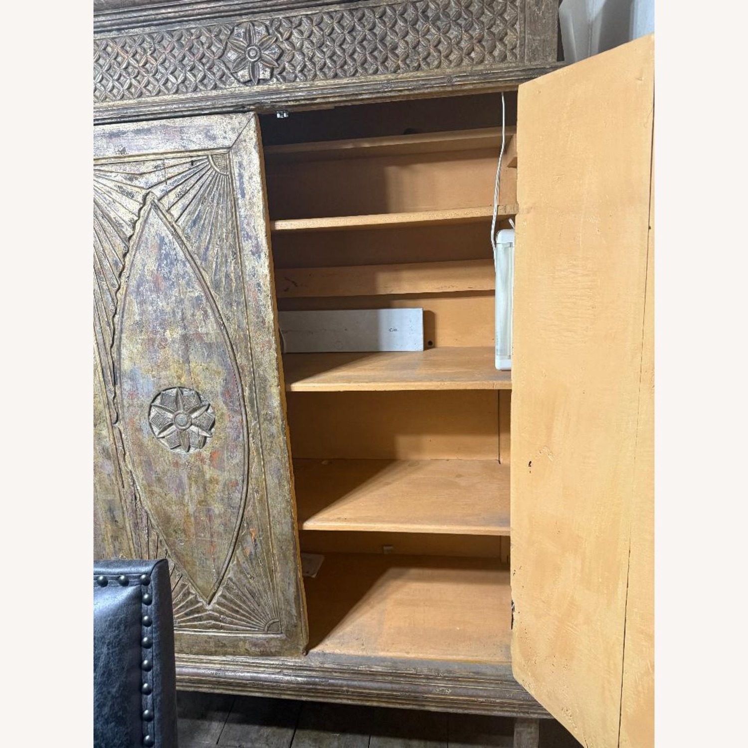 Vintage/Antique Natural Wood Armoire - image-1