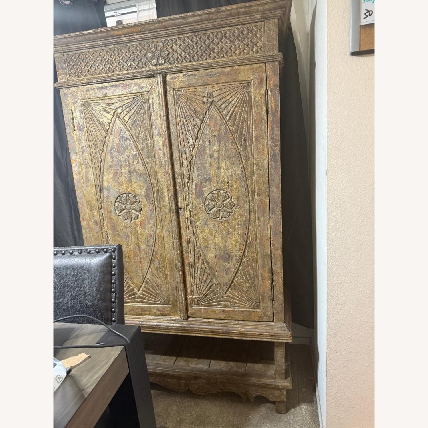 Vintage/Antique Natural Wood Armoire - image-0