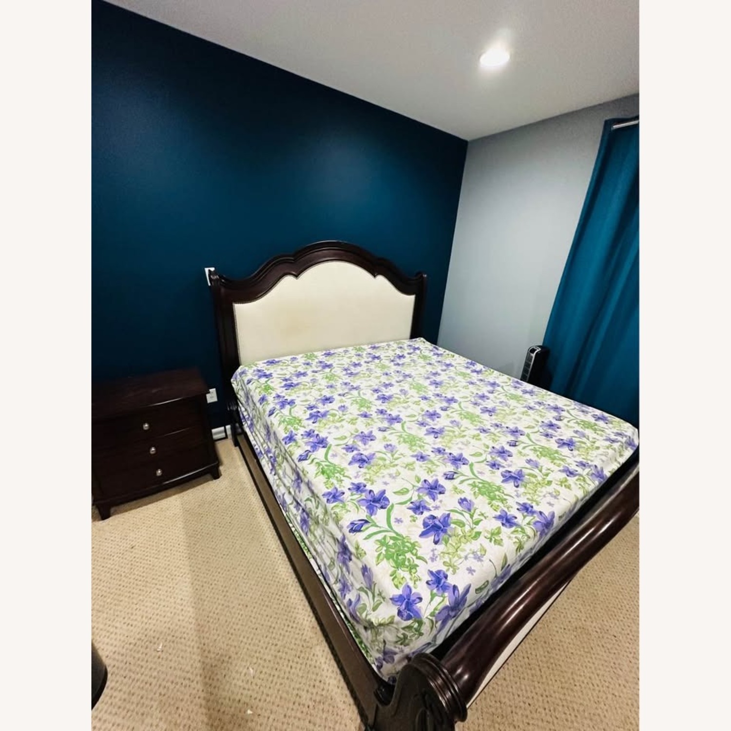 Raymour & Flanigan Dark Brown Wood King Bed - image-1