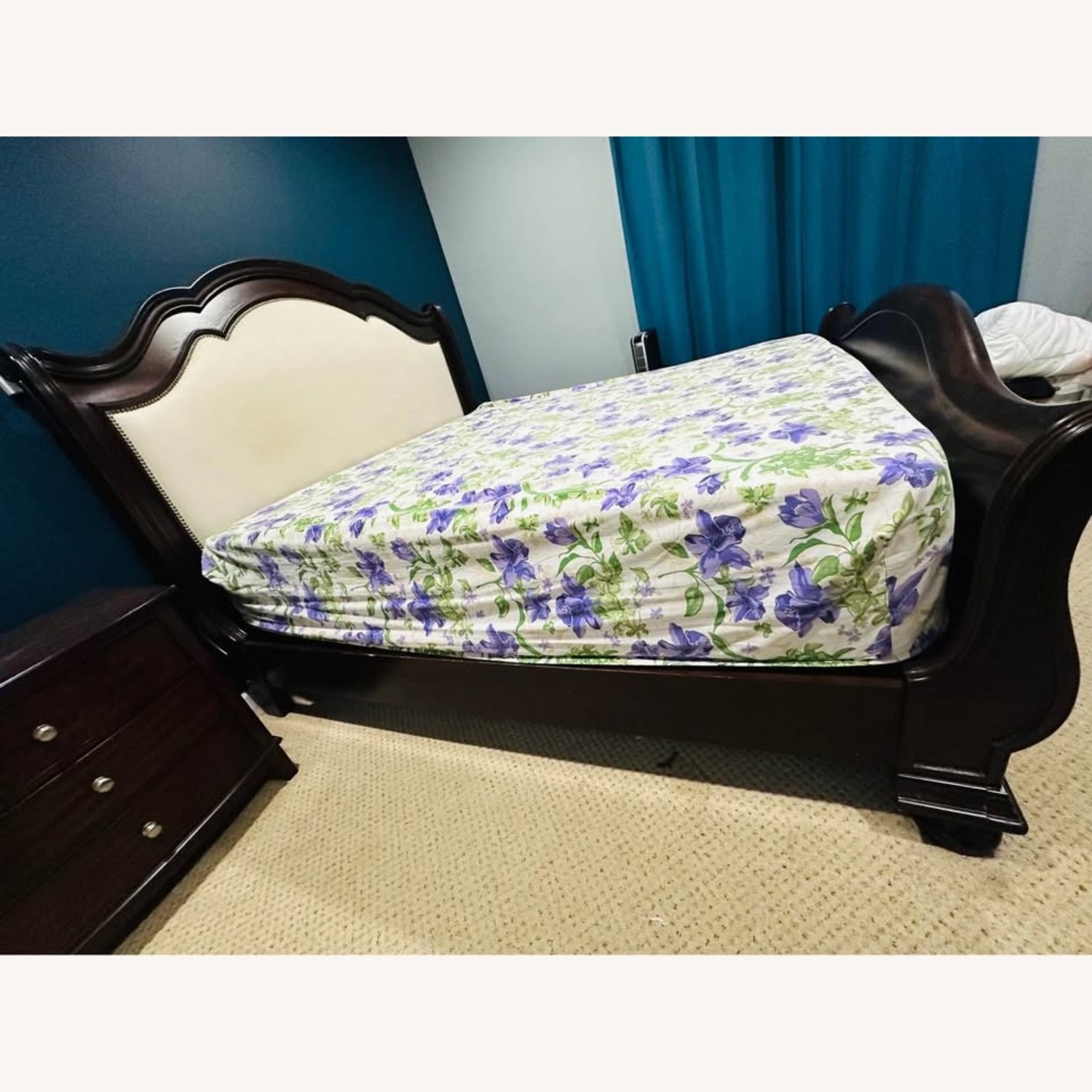 Raymour & Flanigan Dark Brown Wood King Bed - image-2