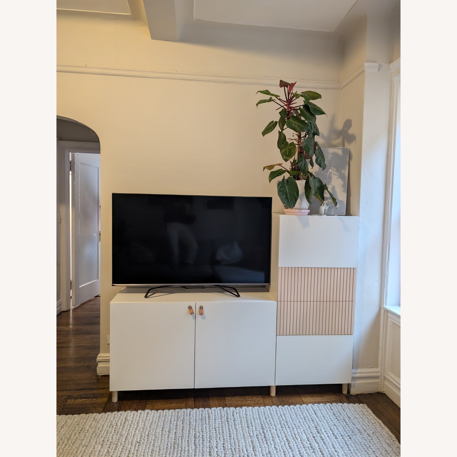 Besta Cabinet White/Wood, Shelves and Drawers - image-1