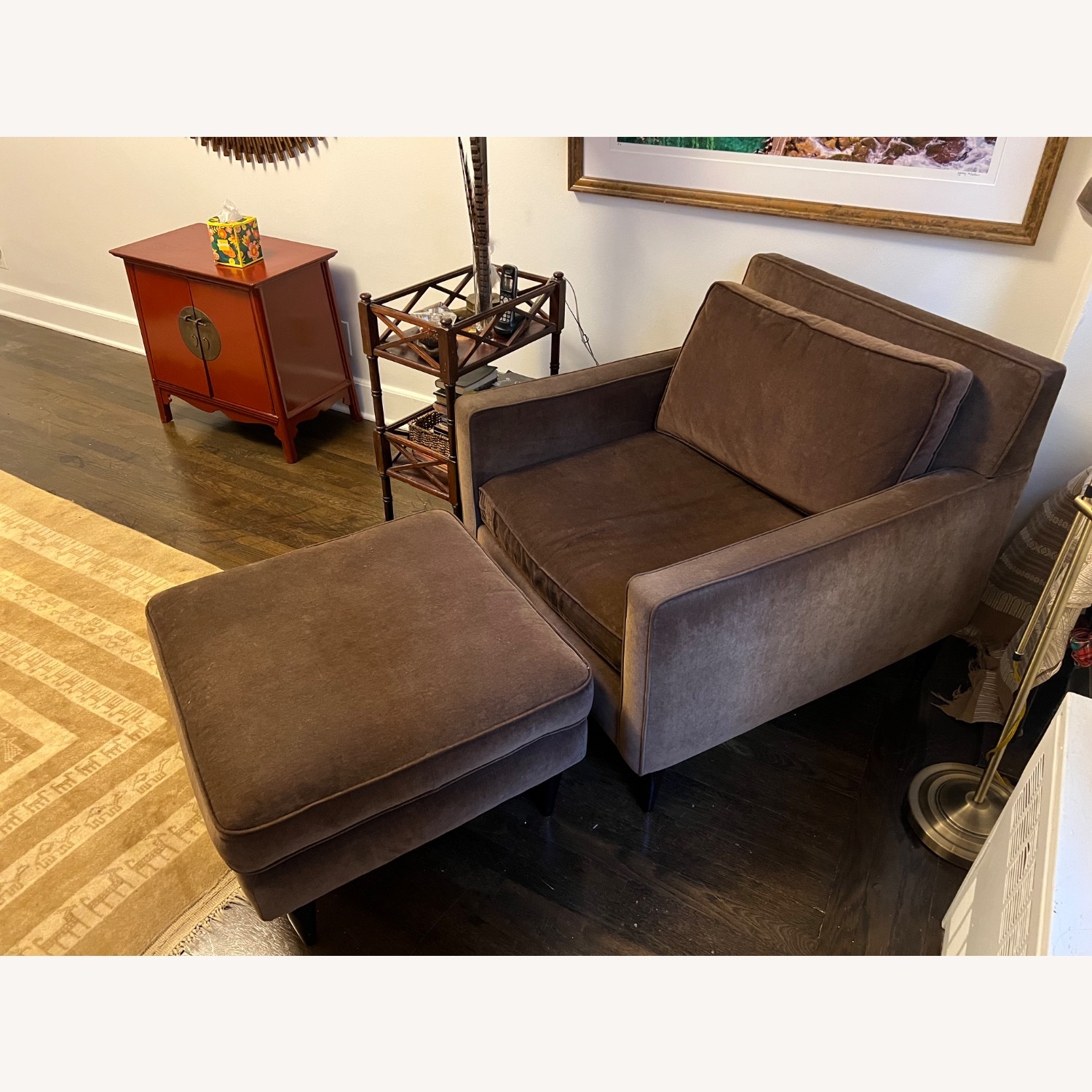Crate & Barrel Lounge Chair with Ottoman  - image-1