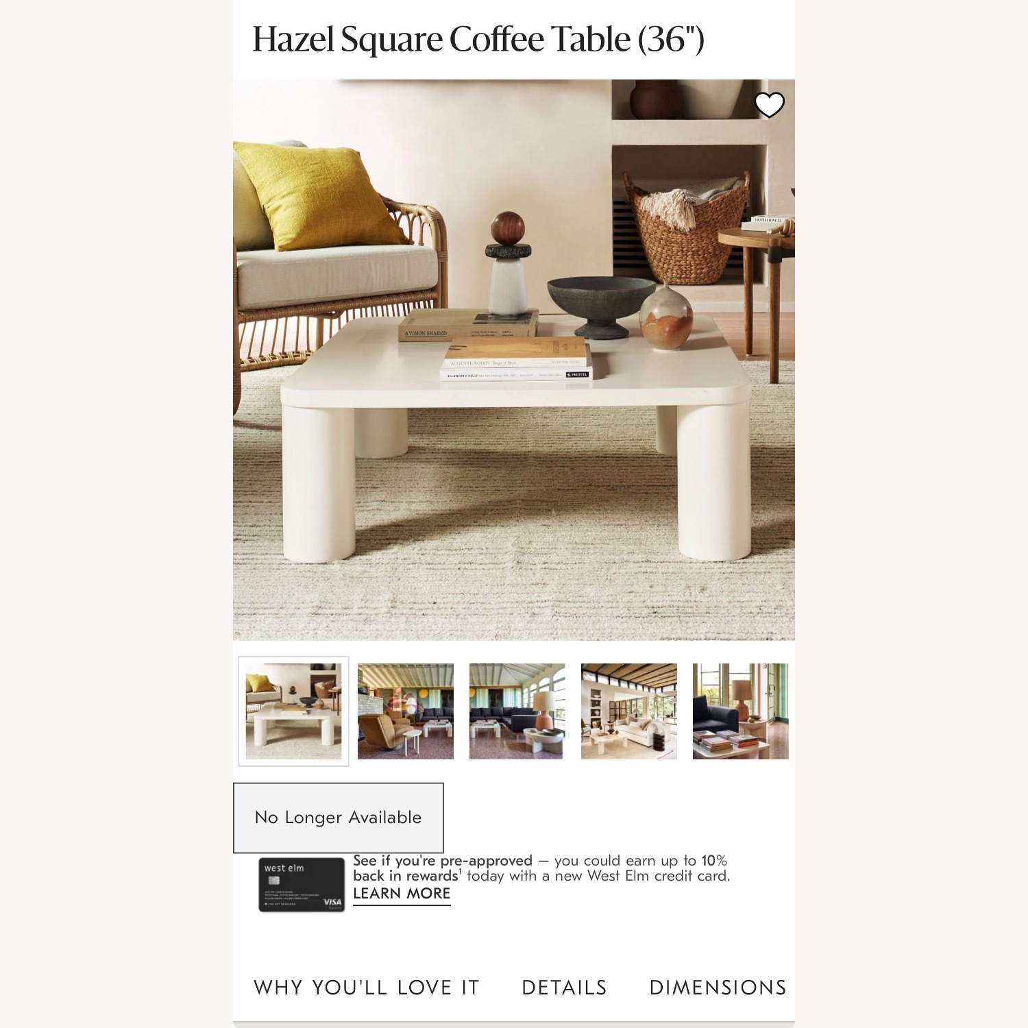 West Elm Hazel White Wood Coffee Table - image-2