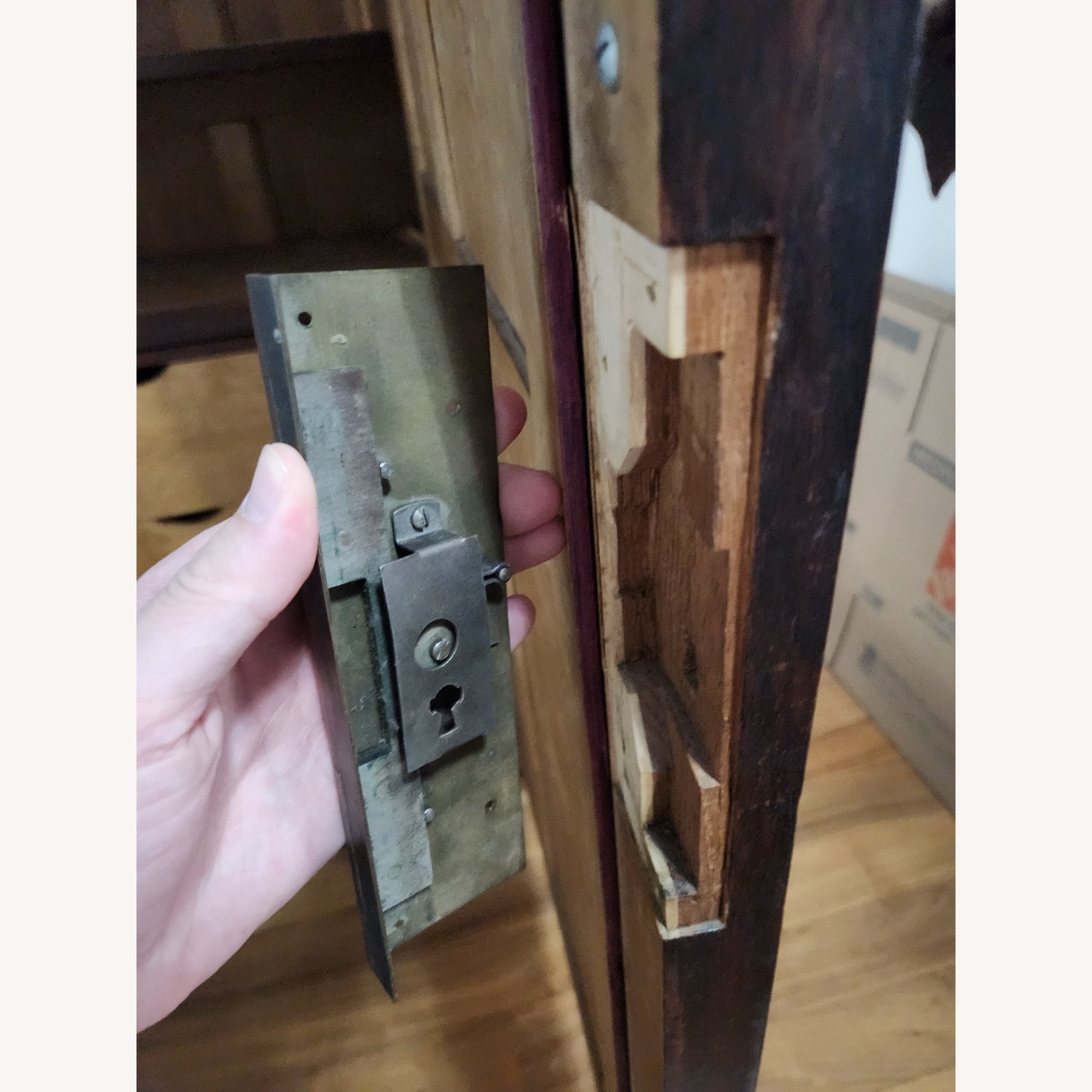 Antique Armoire with Full Glass Mirror - image-3