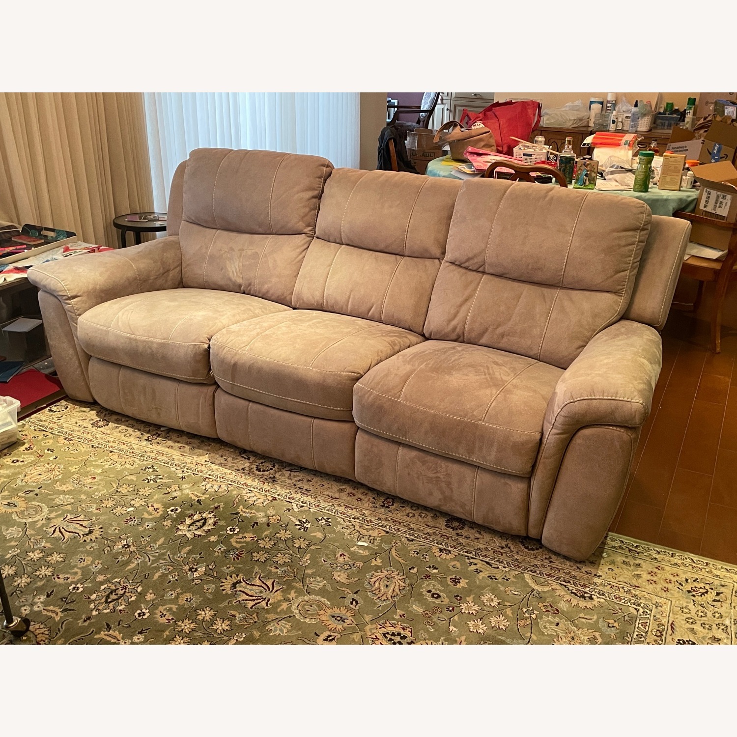 Light Brown Power Reclining 3 Seater Sofa - image-1