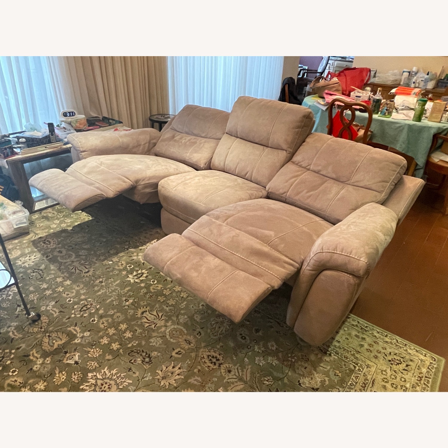 Light Brown Power Reclining 3 Seater Sofa - image-5