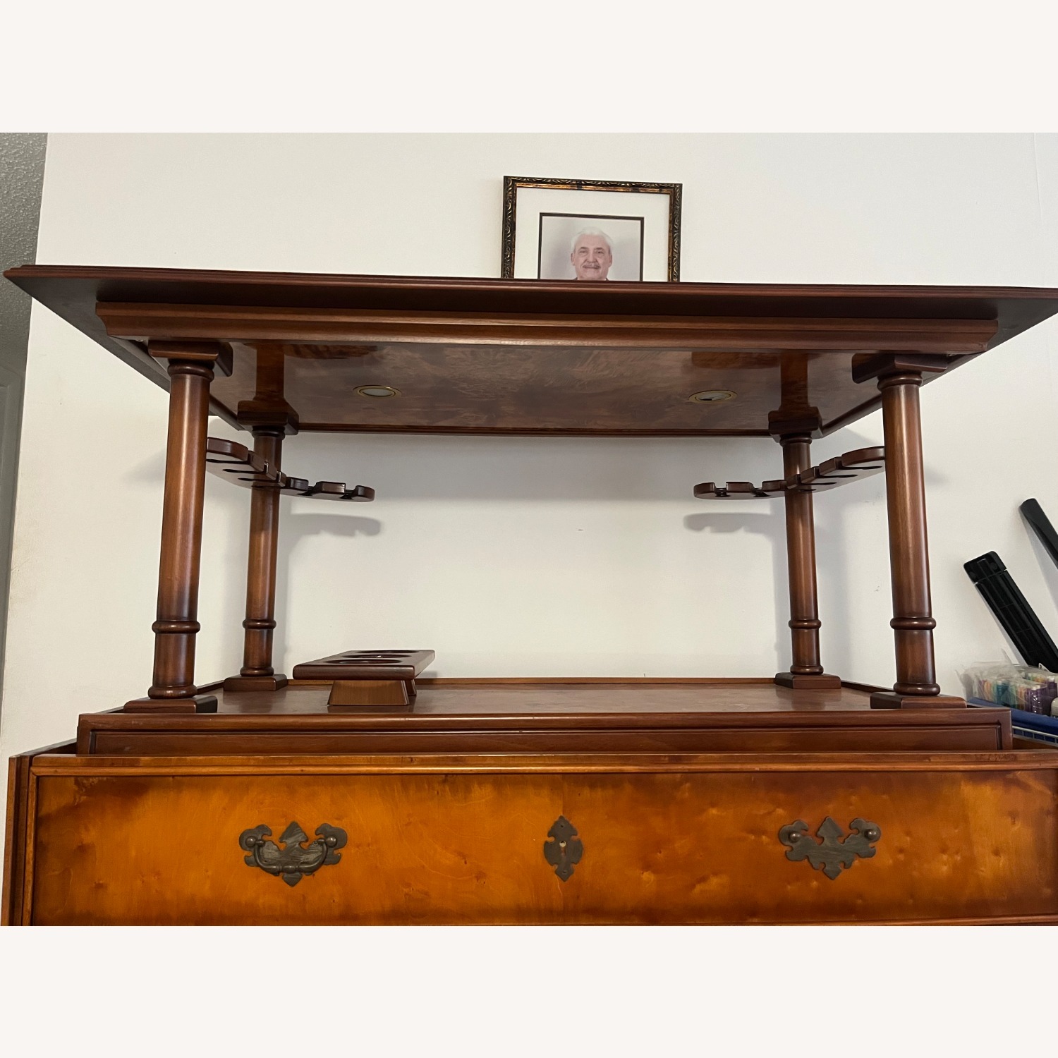 Dark Brown Wood Bar Storage - image-4