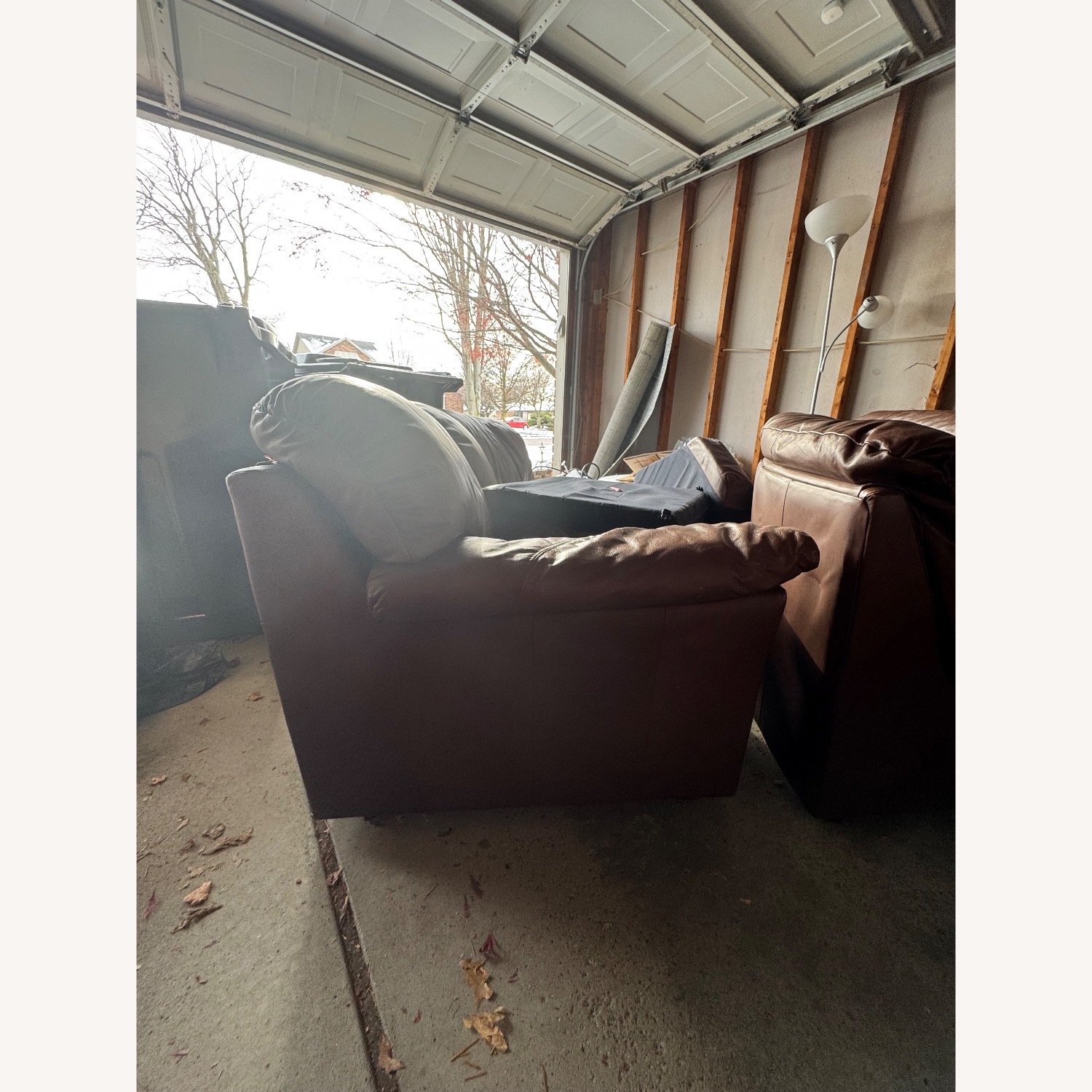 Brown Leather Curved Corner Sectional - image-2