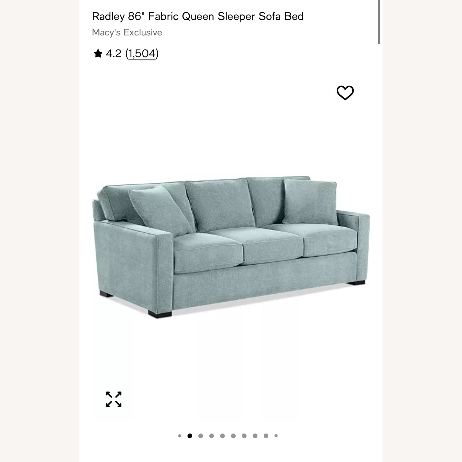 Macy's Radley Blue Fabric Sleeper Sofa - image-1