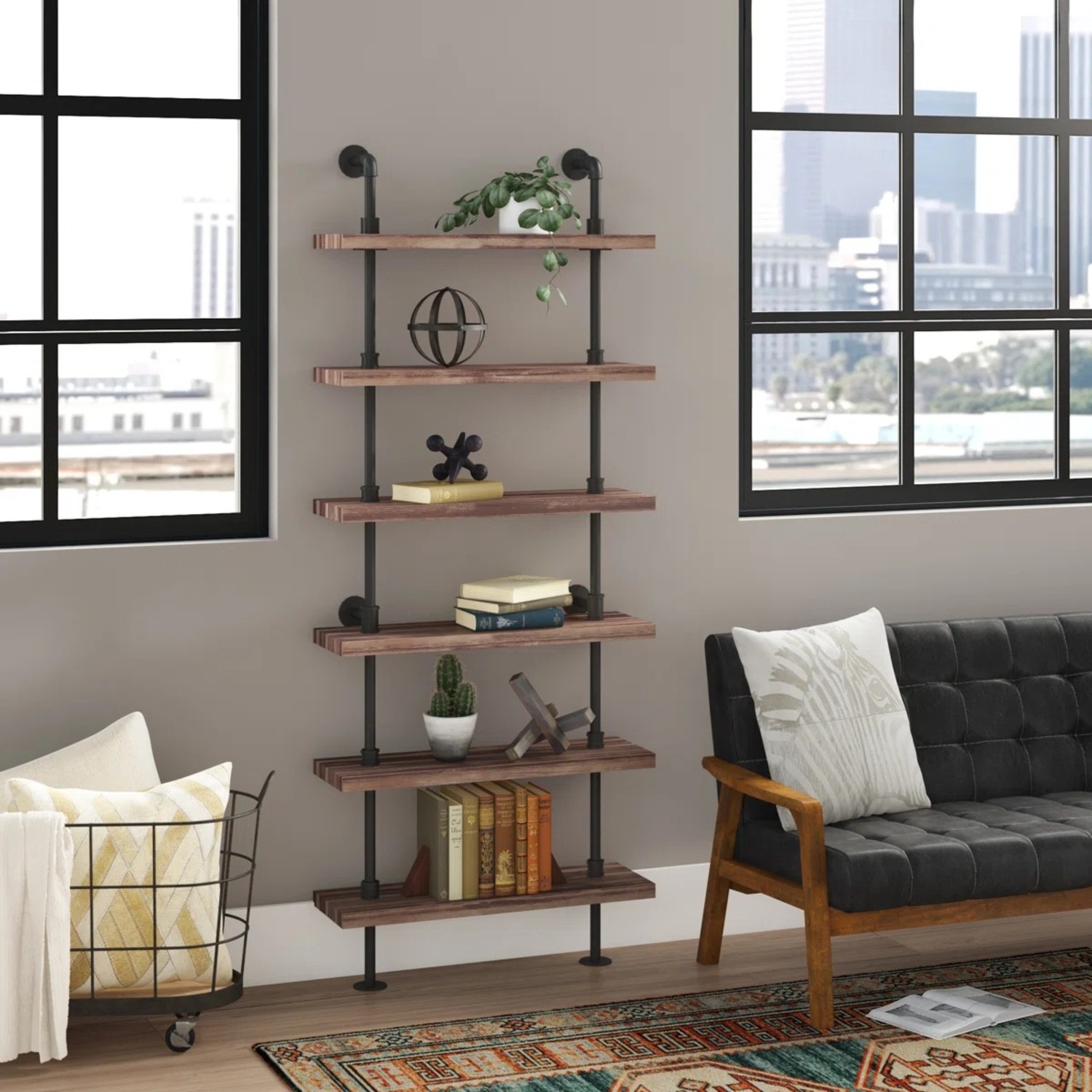 Wayfair Iron Pipe Wall Mount Ladder Bookcase  - image-5