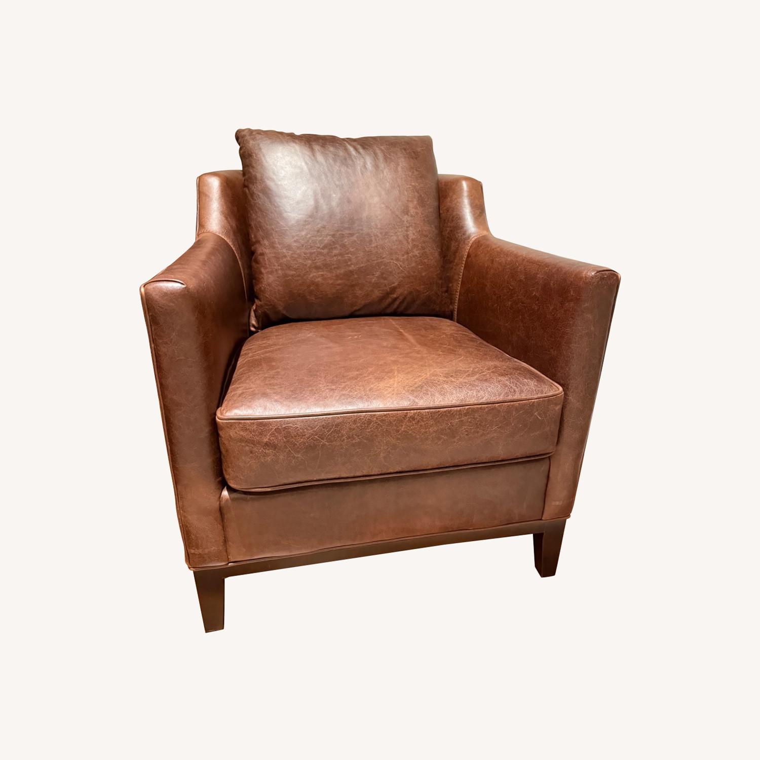Stickley Dark Brown Leather Armchair - image-0