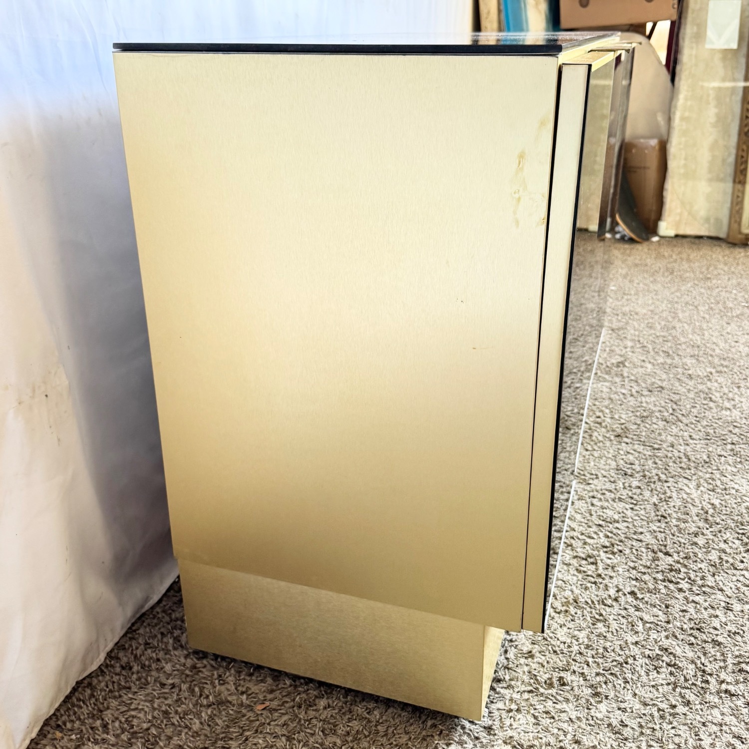 Postmodern Smoked Mirror and Gold Credenza - image-5