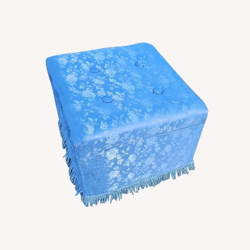 Used Revive Upholstery & Design Blue Fabric Ottoman for sale on AptDeco
