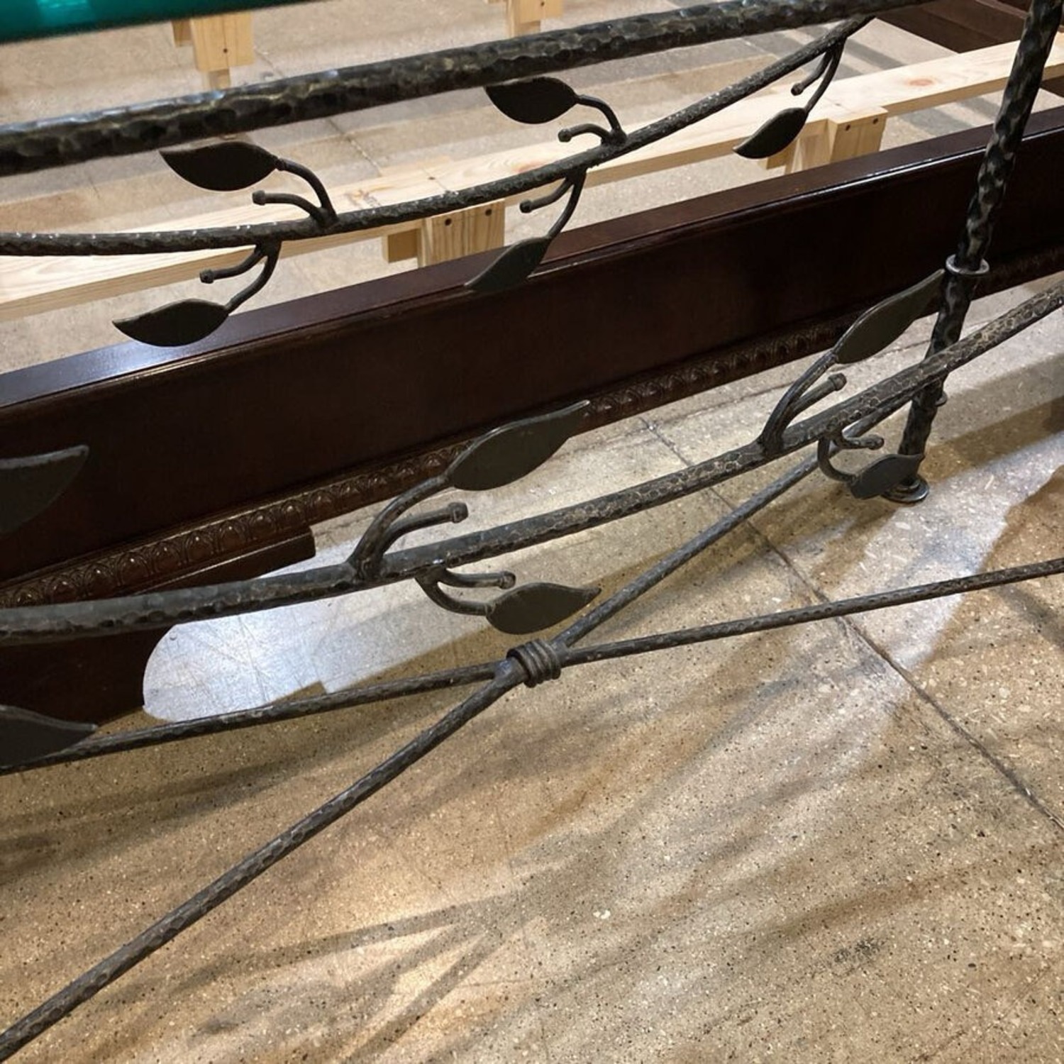 Wrought Iron Base W Glass Top Console Table - image-6