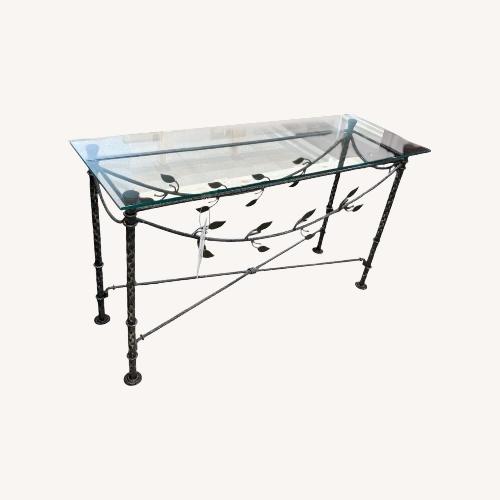 Used Wrought Iron Base W Glass Top Console Table for sale on AptDeco