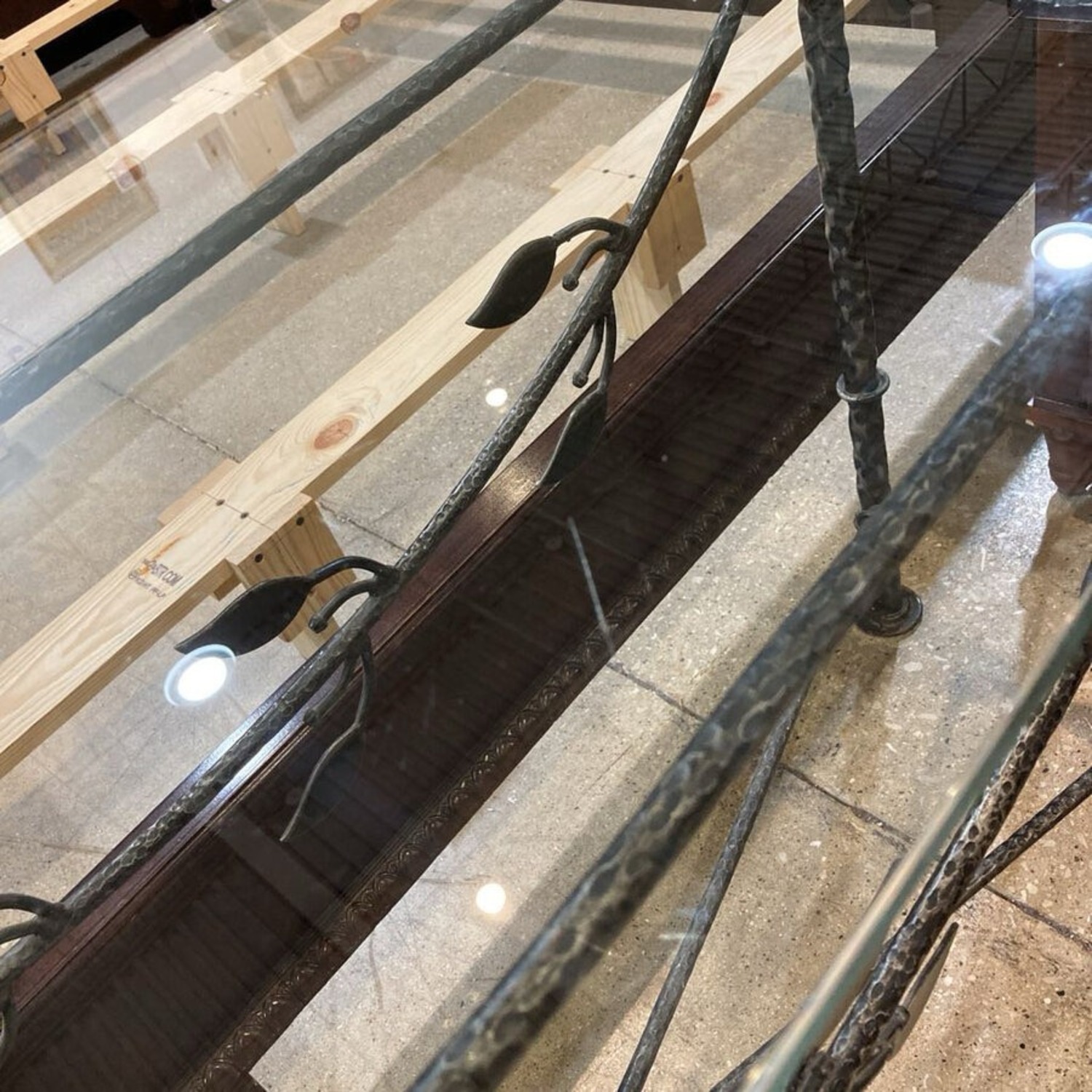 Wrought Iron Base W Glass Top Console Table - image-8