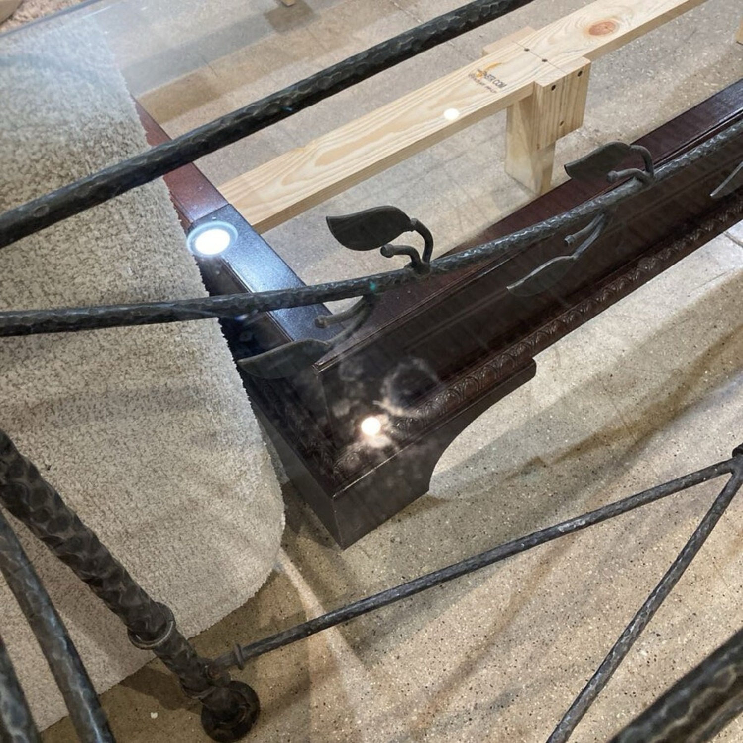 Wrought Iron Base W Glass Top Console Table - image-7