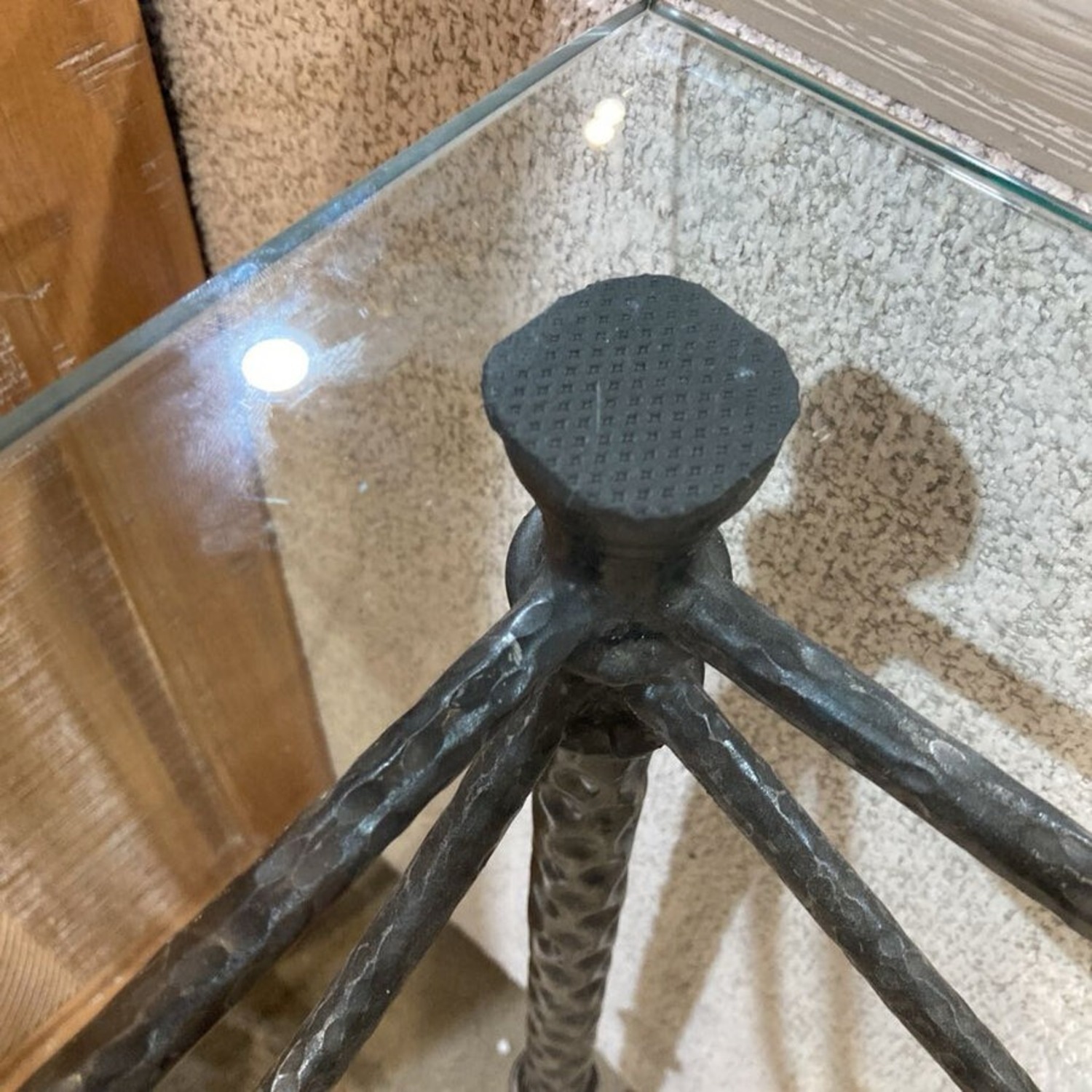 Wrought Iron Base W Glass Top Console Table - image-9