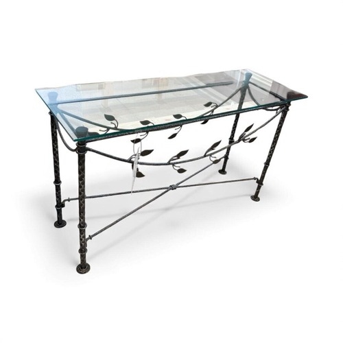 Used Wrought Iron Base W Glass Top Console Table for sale on AptDeco