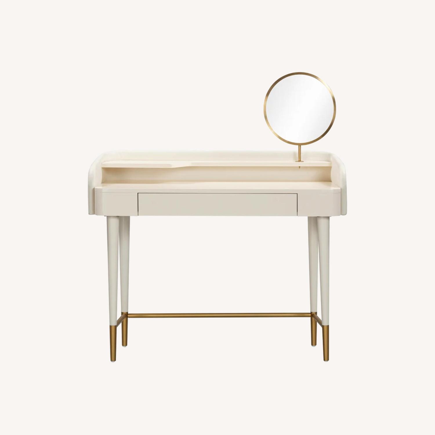 Penelope 45" Vegan Leather Wrapped Vanity Desk With Drawer - image-0