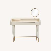 Penelope 45" Vegan Leather Wrapped Vanity Desk With Drawer