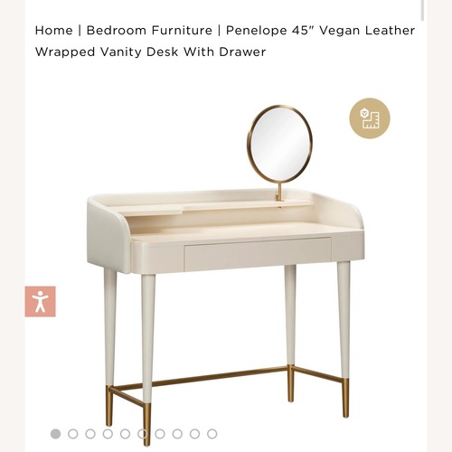 Used Penelope 45" Vegan Leather Wrapped Vanity Desk With Drawer for sale on AptDeco