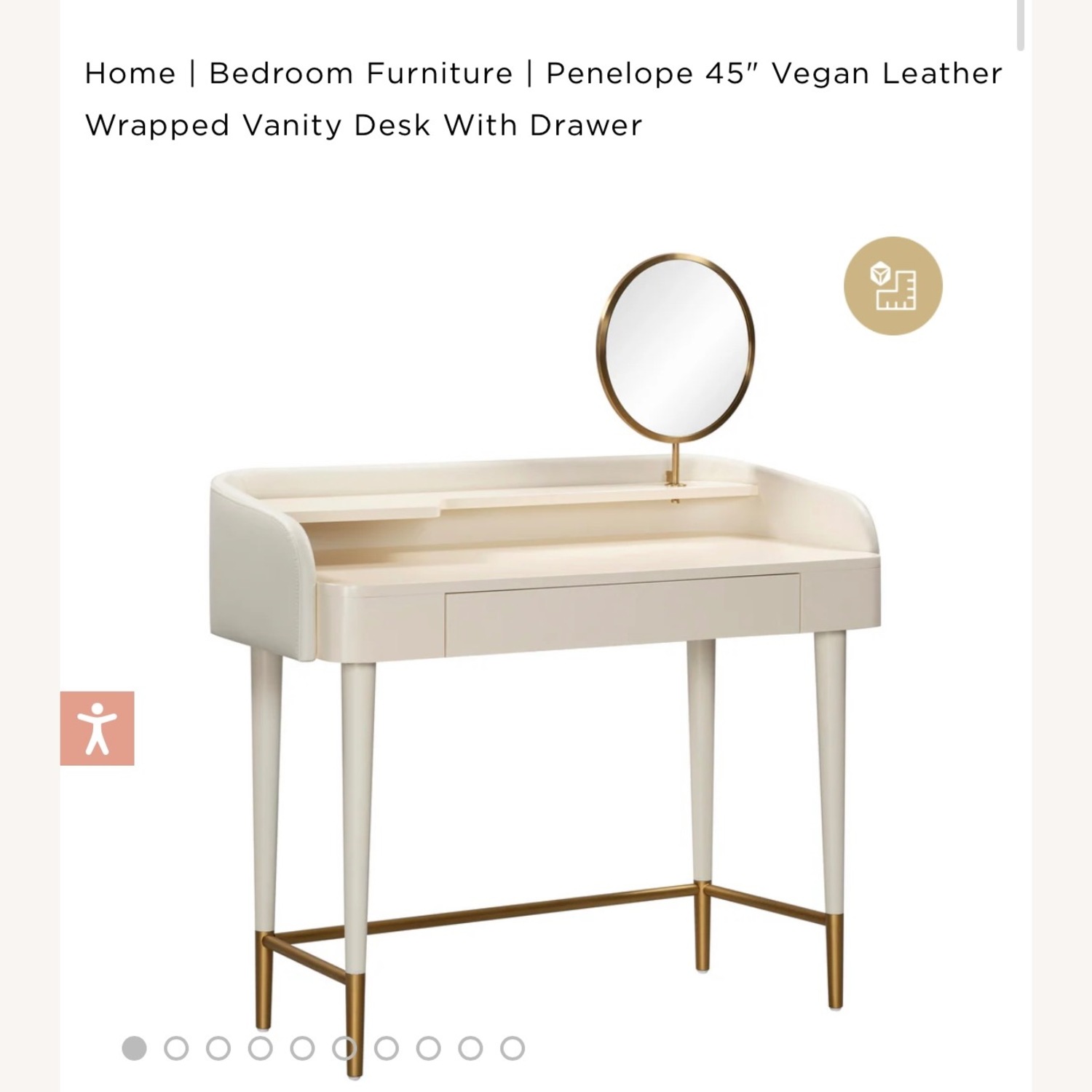 Penelope 45" Vegan Leather Wrapped Vanity Desk With Drawer - image-3