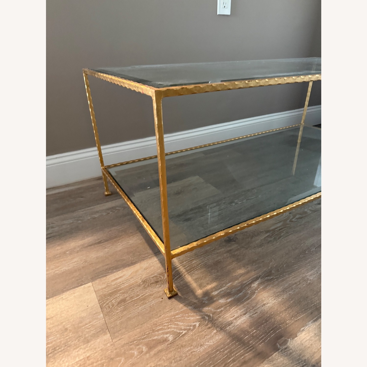 Designer Gold Glass Coffee Table - image-2